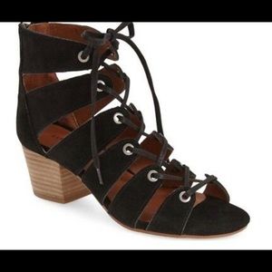 Lucky Brand Black Suede tie up sandals